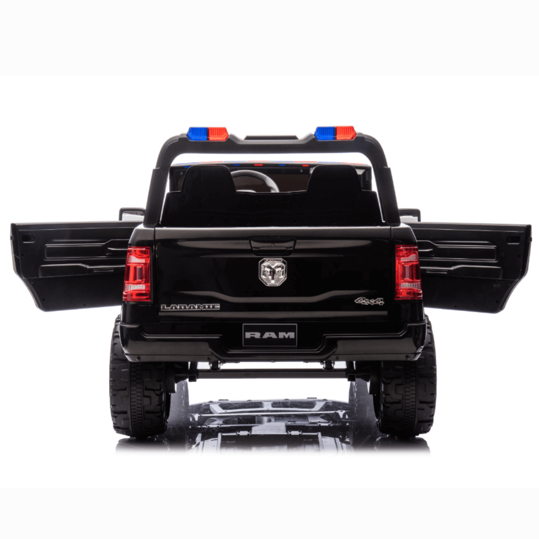 24V Kids' Police Edition XXL 2-Seater 4x4 RAM 3500 Ride-On Truck W/ Siren, EVA Rubber Wheels, Music & RC