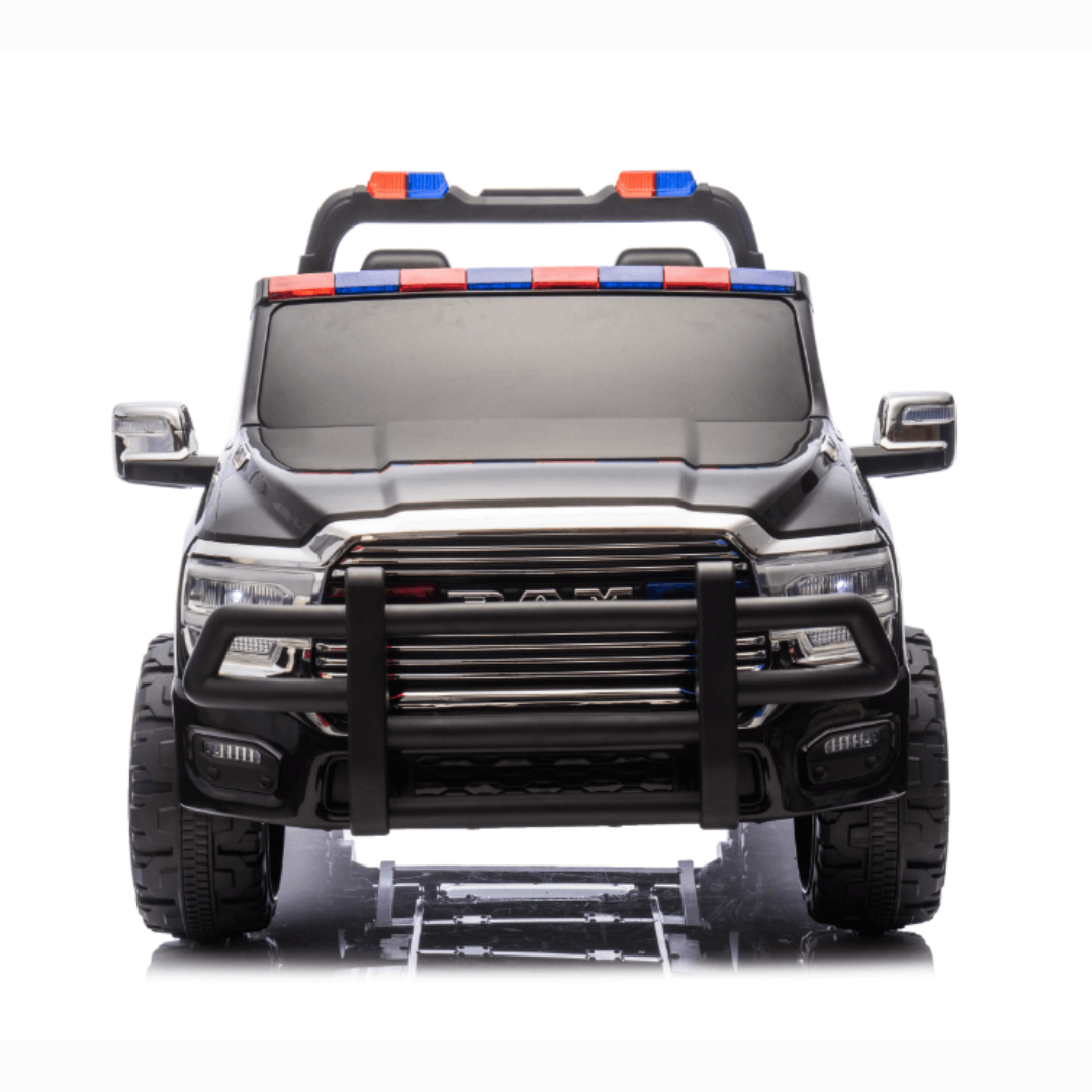 24V Kids' Police Edition XXL 2-Seater 4x4 RAM 3500 Ride-On Truck W/ Siren, EVA Rubber Wheels, Music & RC