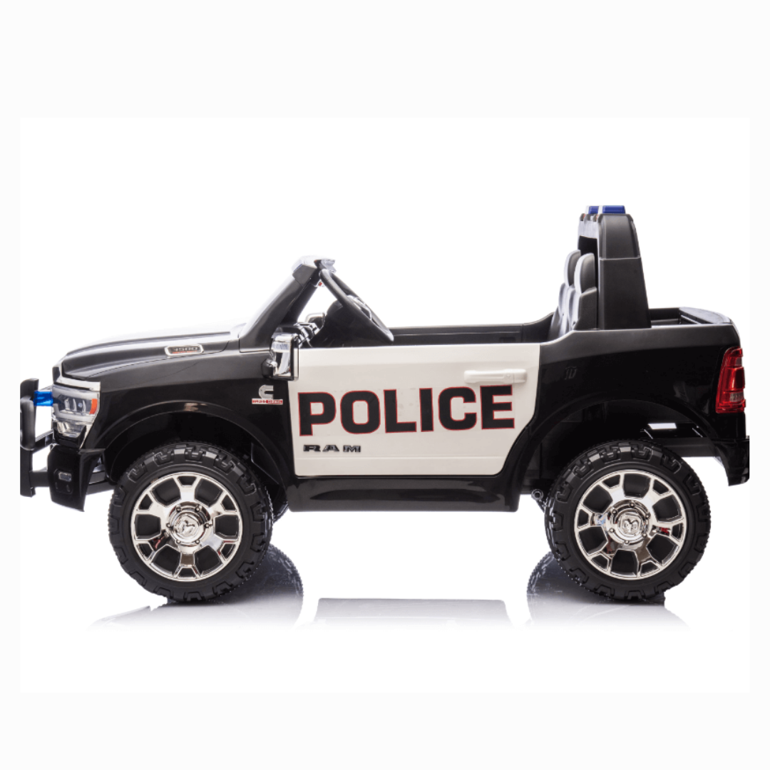 24V Kids' Police Edition XXL 2-Seater 4x4 RAM 3500 Ride-On Truck W/ Siren, EVA Rubber Wheels, Music & RC