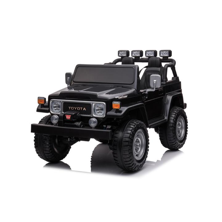24V Black 2-Seater Premium Edition Toyota 4x4 Truck for Kids W/ EVA Rubber Wheels, Music & RC