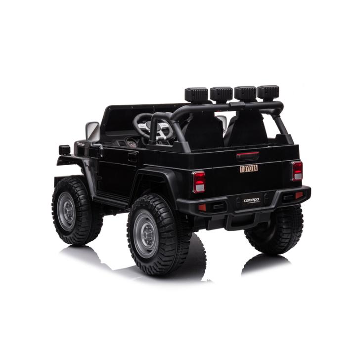 24V Black 2-Seater Premium Edition Toyota 4x4 Truck for Kids W/ EVA Rubber Wheels, Music & RC