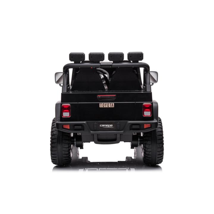 24V Black 2-Seater Premium Edition Toyota 4x4 Truck for Kids W/ EVA Rubber Wheels, Music & RC