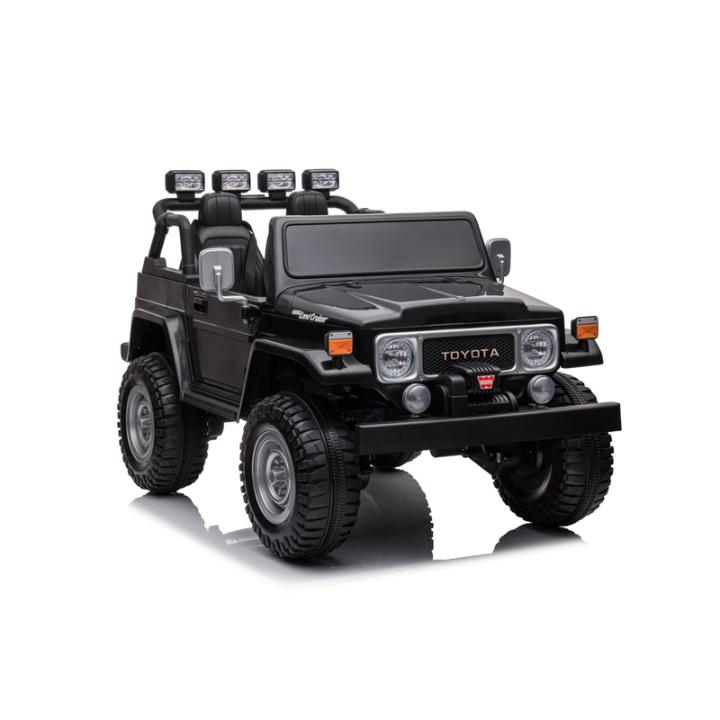 24V Black 2-Seater Premium Edition Toyota 4x4 Truck for Kids W/ EVA Rubber Wheels, Music & RC