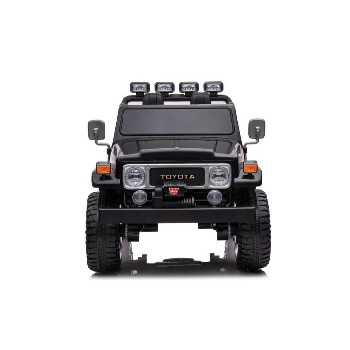 24V Black 2-Seater Premium Edition Toyota 4x4 Truck for Kids W/ EVA Rubber Wheels, Music & RC