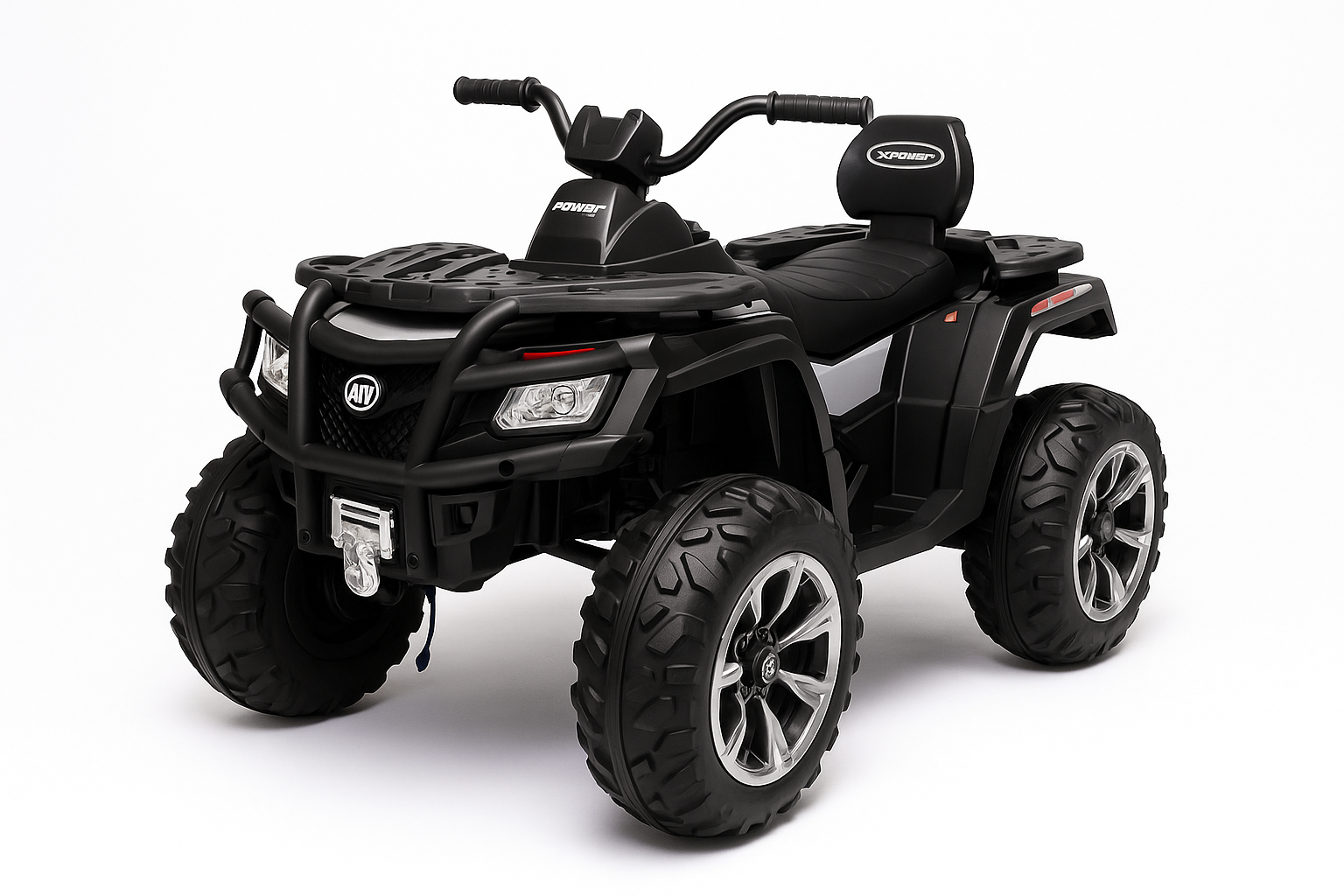 24V White Upgraded Titan Edition 4x4 Ride-On Quad ATV W/ EVA Rubber Wheels, Bluetooth Music & Lights