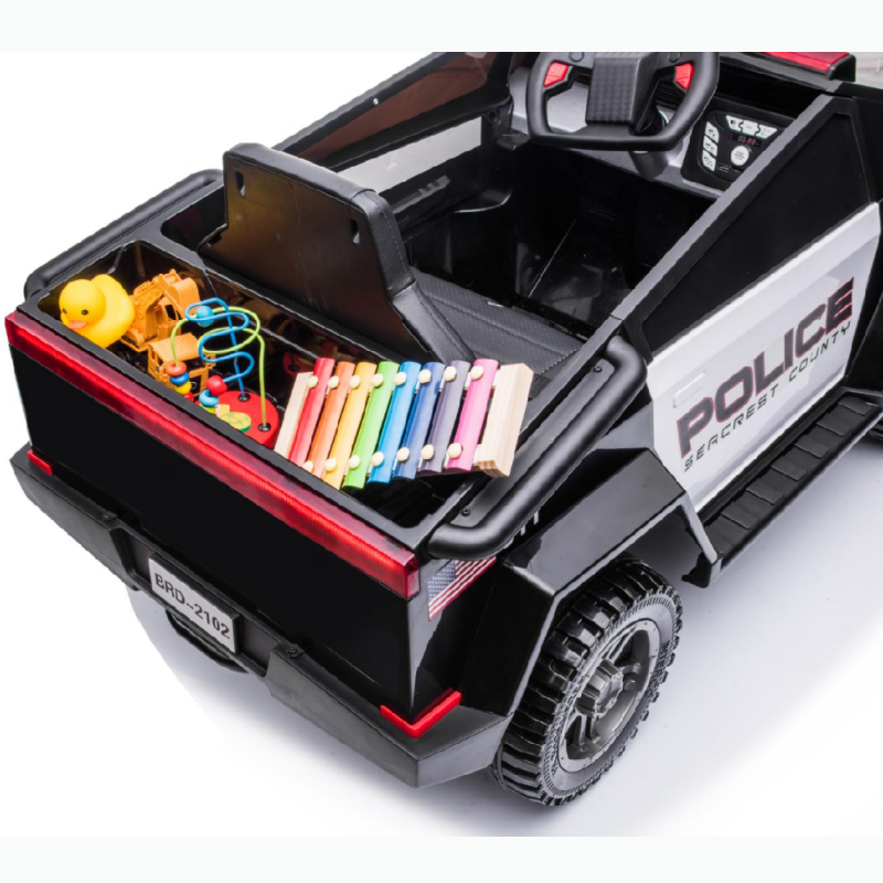 12V Future Police 4x4 Ride-On Truck W/ Rubber Wheels, Emergency Siren, Lights, Music & RC