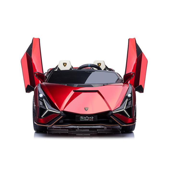 24V Luxurious Rosso Leto Lamborghini Sian 2-Seater 4x4 Ride-On Car W/ EVA Rubber Wheels, BT & RC