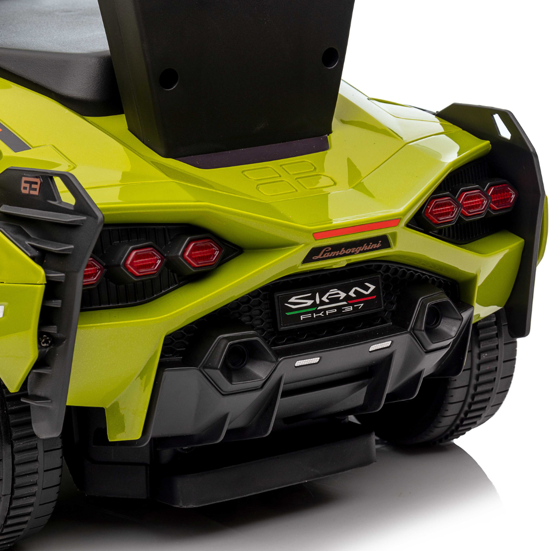 Green Complete Edition Lamborghini Sian 3-in-1 Push Car / Stroller W/ Detachable Handle, Safety Guards, Lights & Music