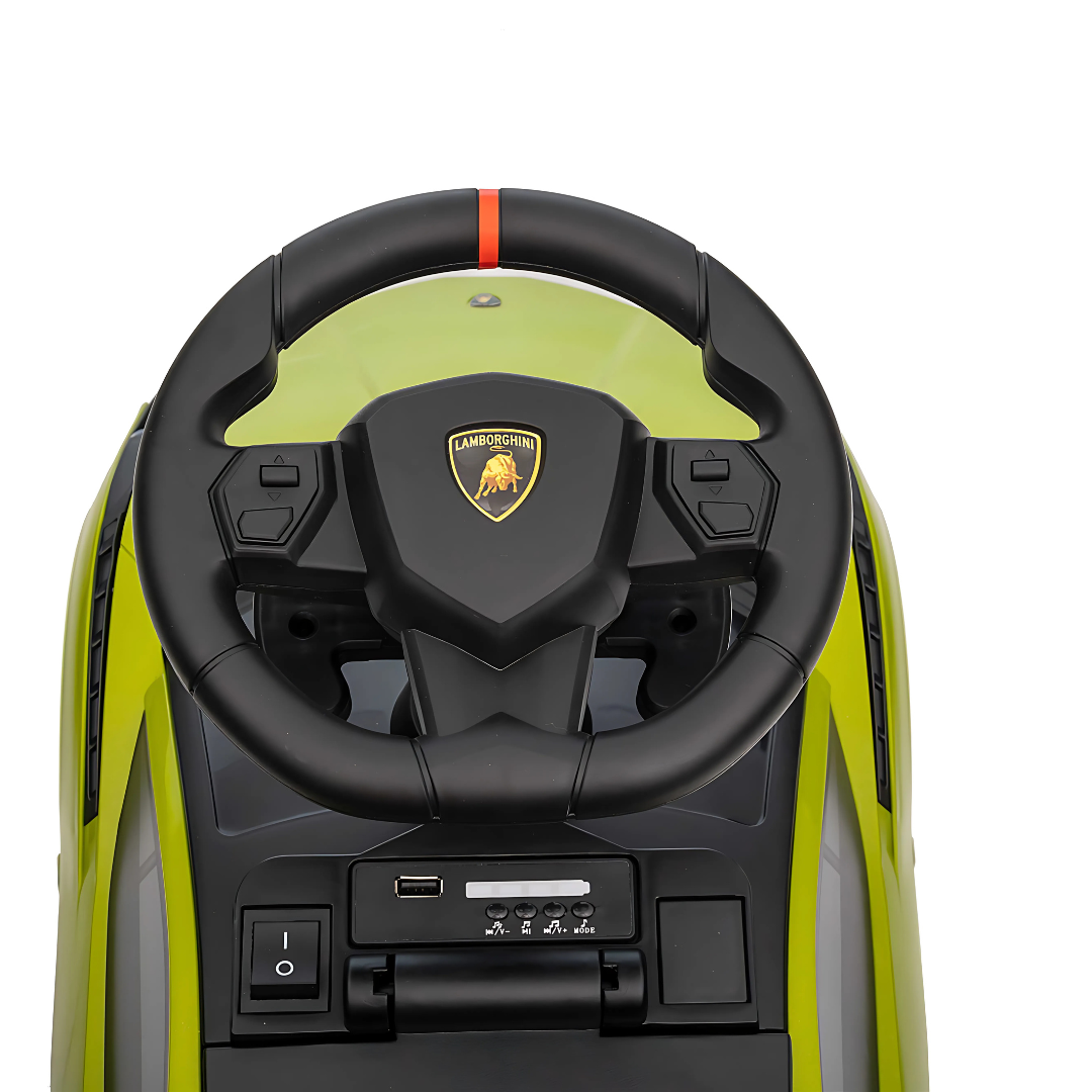 Green Complete Edition Lamborghini Sian 3-in-1 Push Car / Stroller W/ Detachable Handle, Safety Guards, Lights & Music