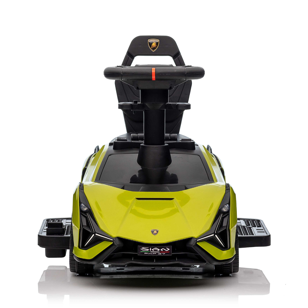 Green Complete Edition Lamborghini Sian 3-in-1 Push Car / Stroller W/ Detachable Handle, Safety Guards, Lights & Music