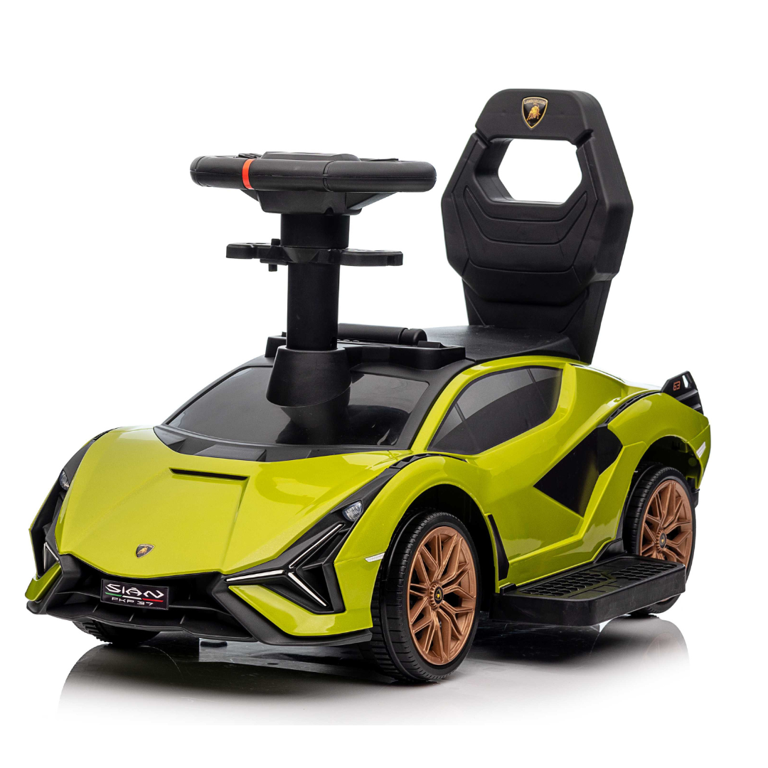 Green Complete Edition Lamborghini Sian 3-in-1 Push Car / Stroller W/ Detachable Handle, Safety Guards, Lights & Music