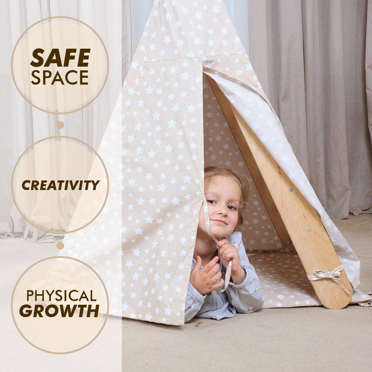 Play Tent Cover with Mat for Climbing Triangle Ladder.