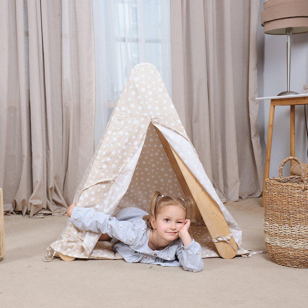 Play Tent Cover with Mat for Climbing Triangle Ladder.