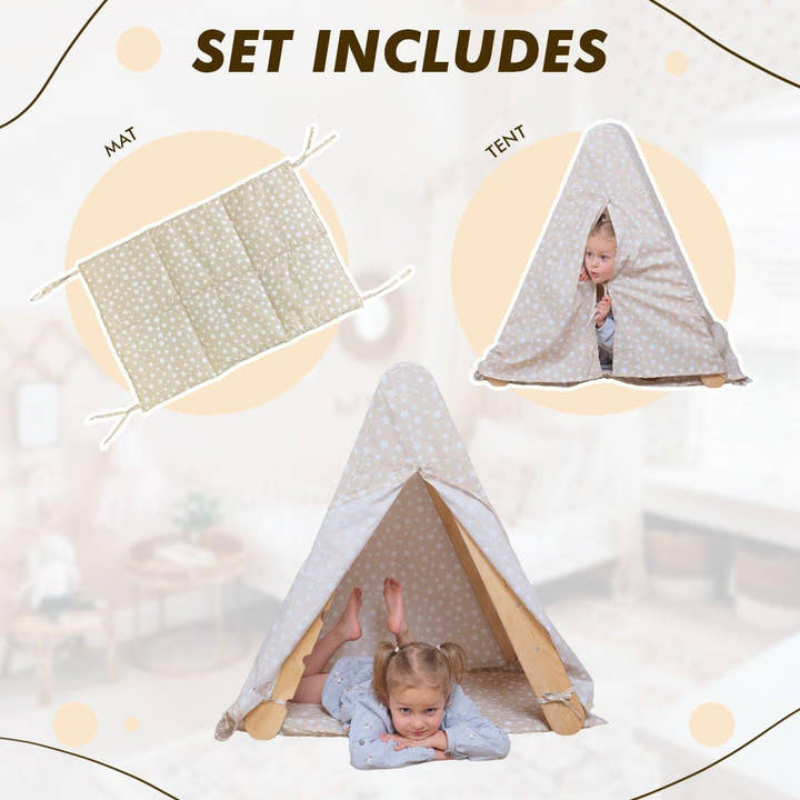 Play Tent Cover with Mat for Climbing Triangle Ladder.