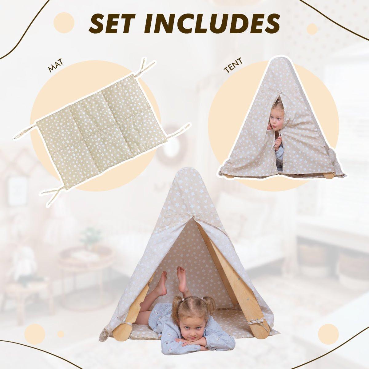 Play Tent Cover with Mat for Climbing Triangle Ladder.