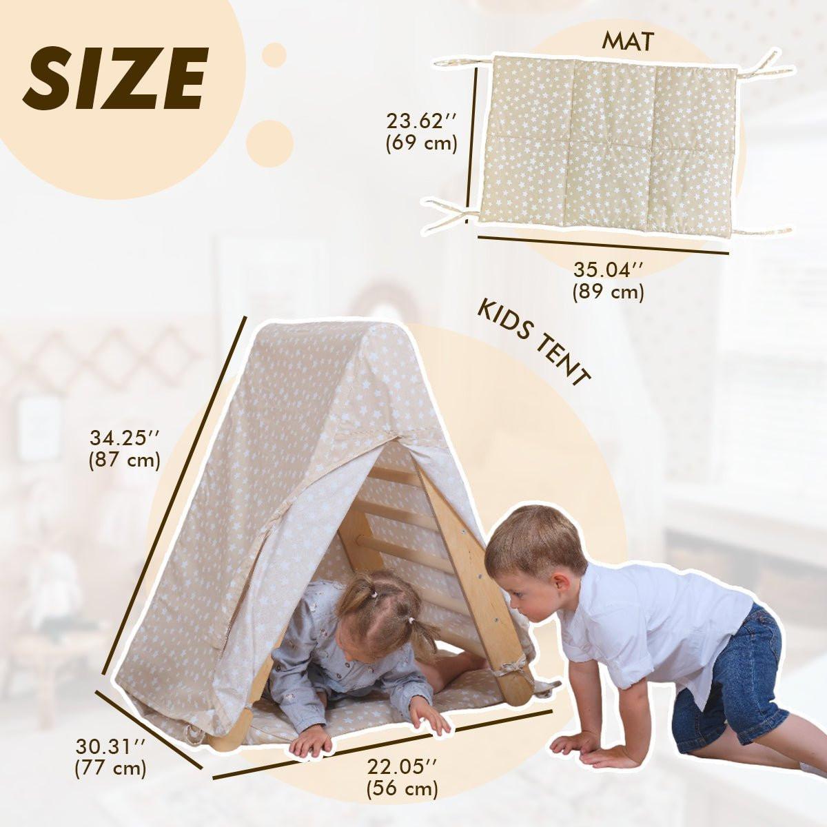 Play Tent Cover with Mat for Climbing Triangle Ladder.