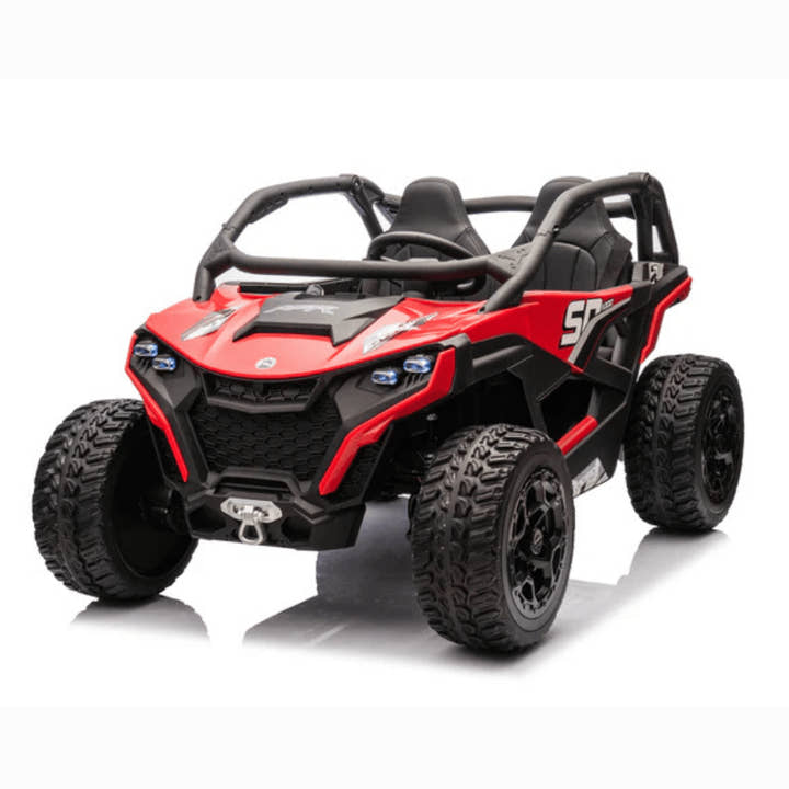 Red Power MX 2-Seater 24V 4x4 Kids' Ride-on UTV Buggy W/ EVA Rubber Wheels, Music & RC.