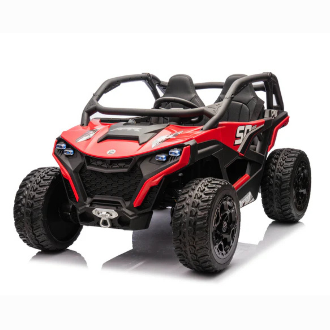 Red Power MX 2-Seater 24V 4x4 Kids' Ride-on UTV Buggy W/ EVA Rubber Wheels, Music & RC