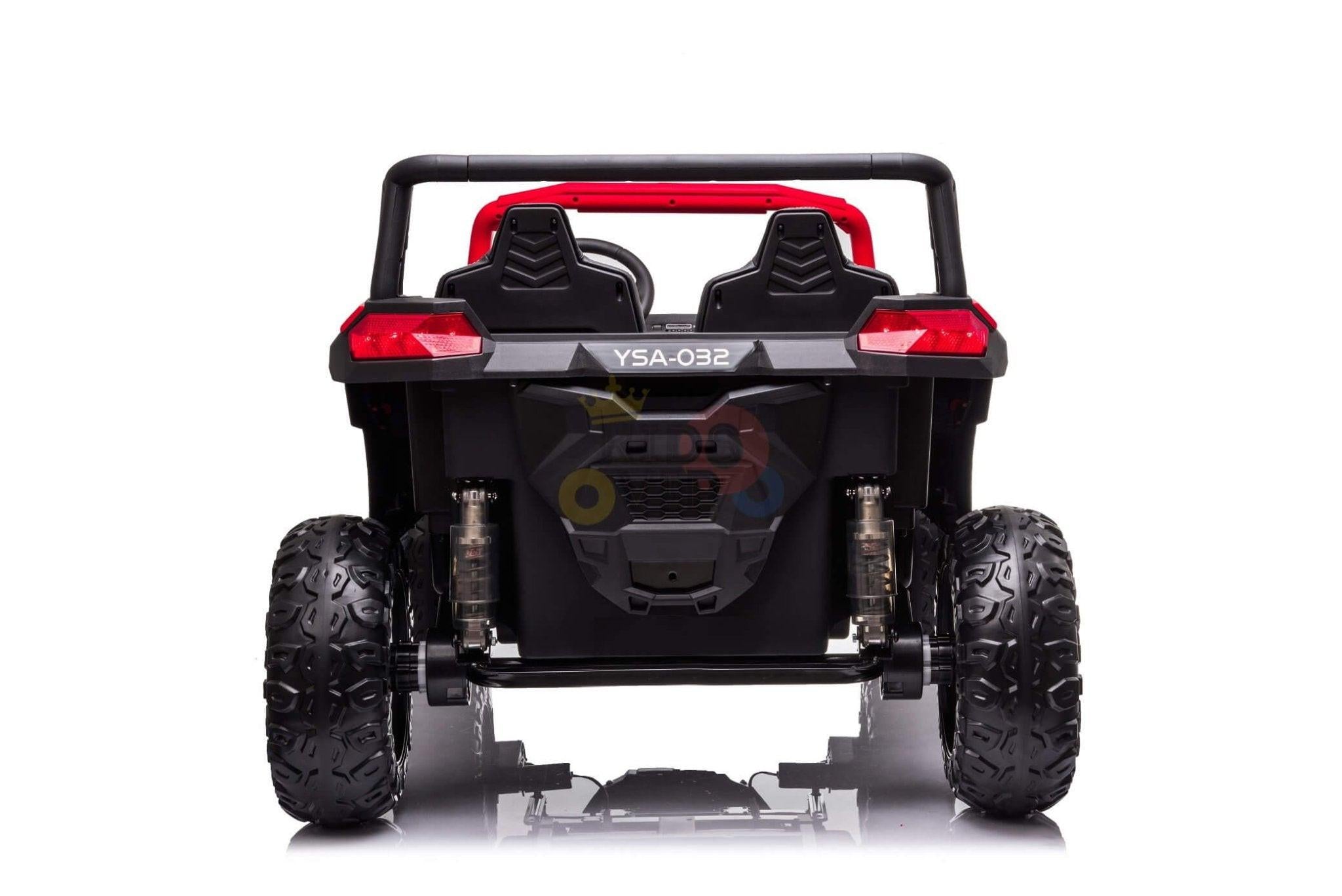 Red 2-Seater XXL Edition Blade BT 24V/4WD Kids' Exclusive Buggy/UTV With Rubber Wheels, Leather Seats, Music & RC.