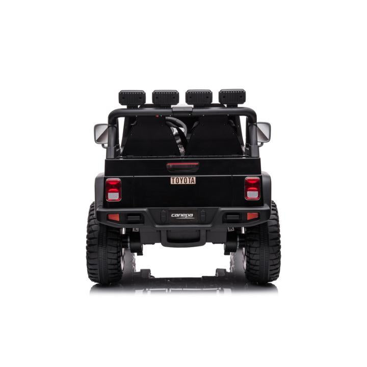 24V Black 2-Seater Premium Edition Toyota 4x4 Truck for Kids W/ EVA Rubber Wheels, Music & RC.
