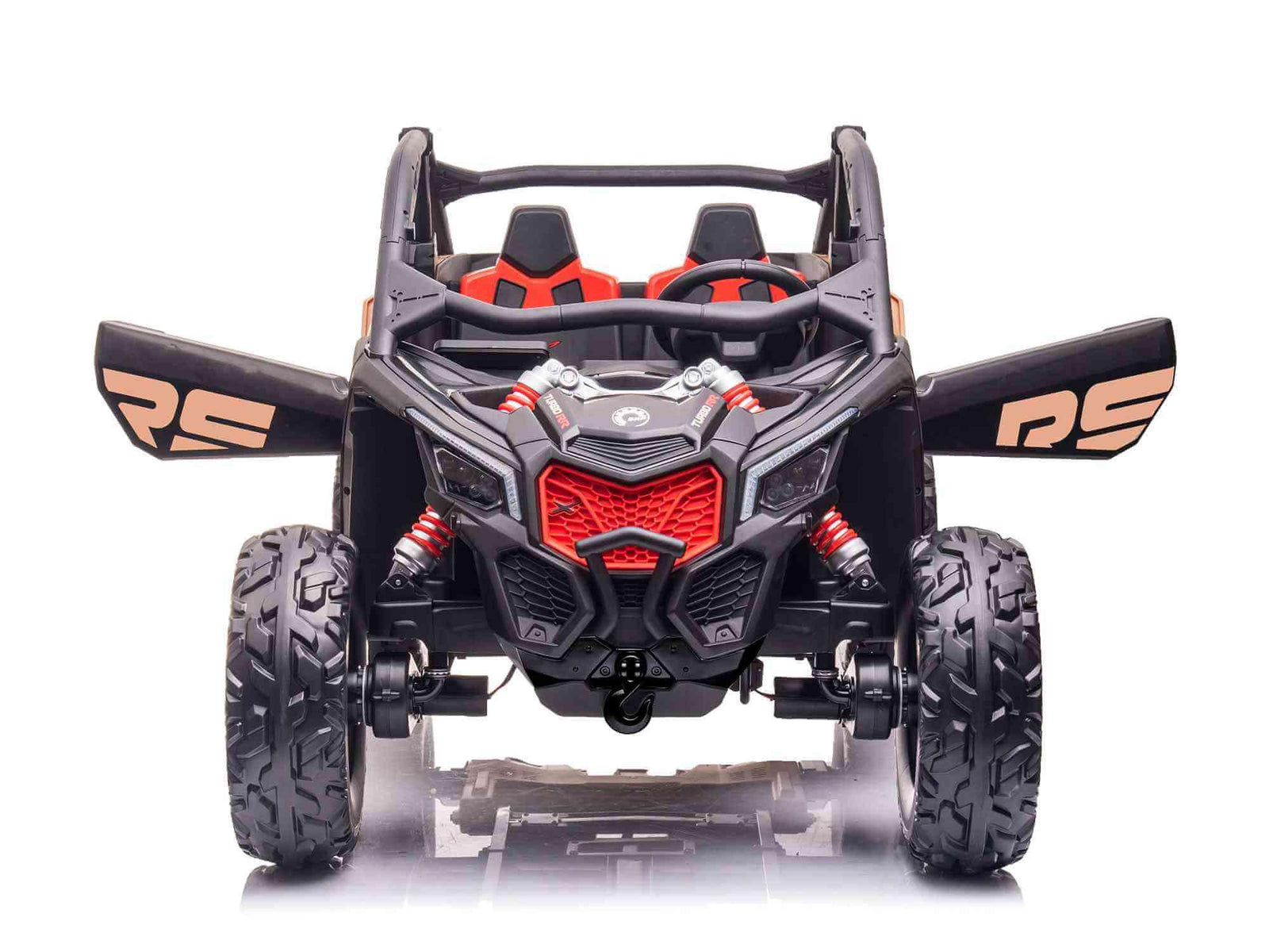 Black Licensed LX Performance Edition 2x24V Can-Am Maverick 4WD Double 24V Battery Pack, 2-Seater Kids' Buggy W/ Music, EVA Rubber Wheels, Leather Seats & RC.