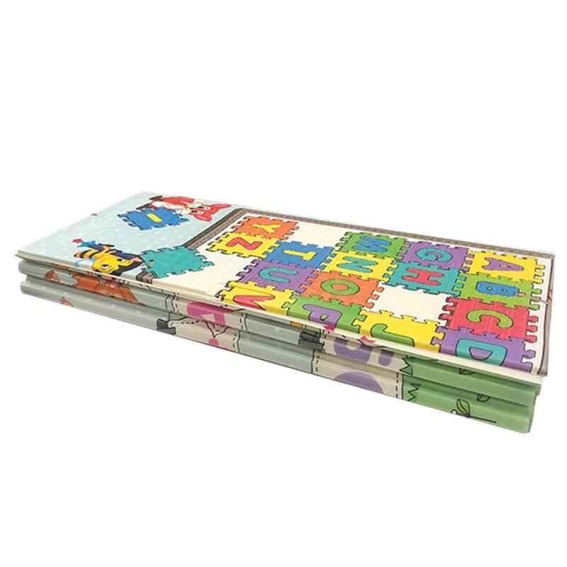 Luxury Indoor/ Outdoor Double Sided Foldable Waterproof Foam Play Mat - Puzzles Edition - 200x180x1cm.
