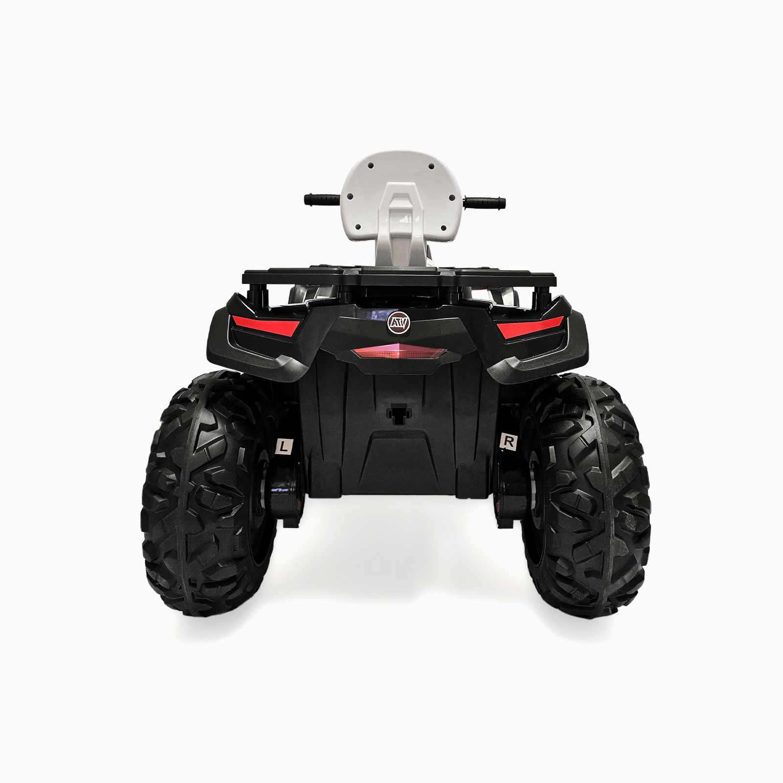 24V White Upgraded Titan Edition 4x4 Ride-On Quad ATV W/ EVA Rubber Wheels, Bluetooth Music & Lights.
