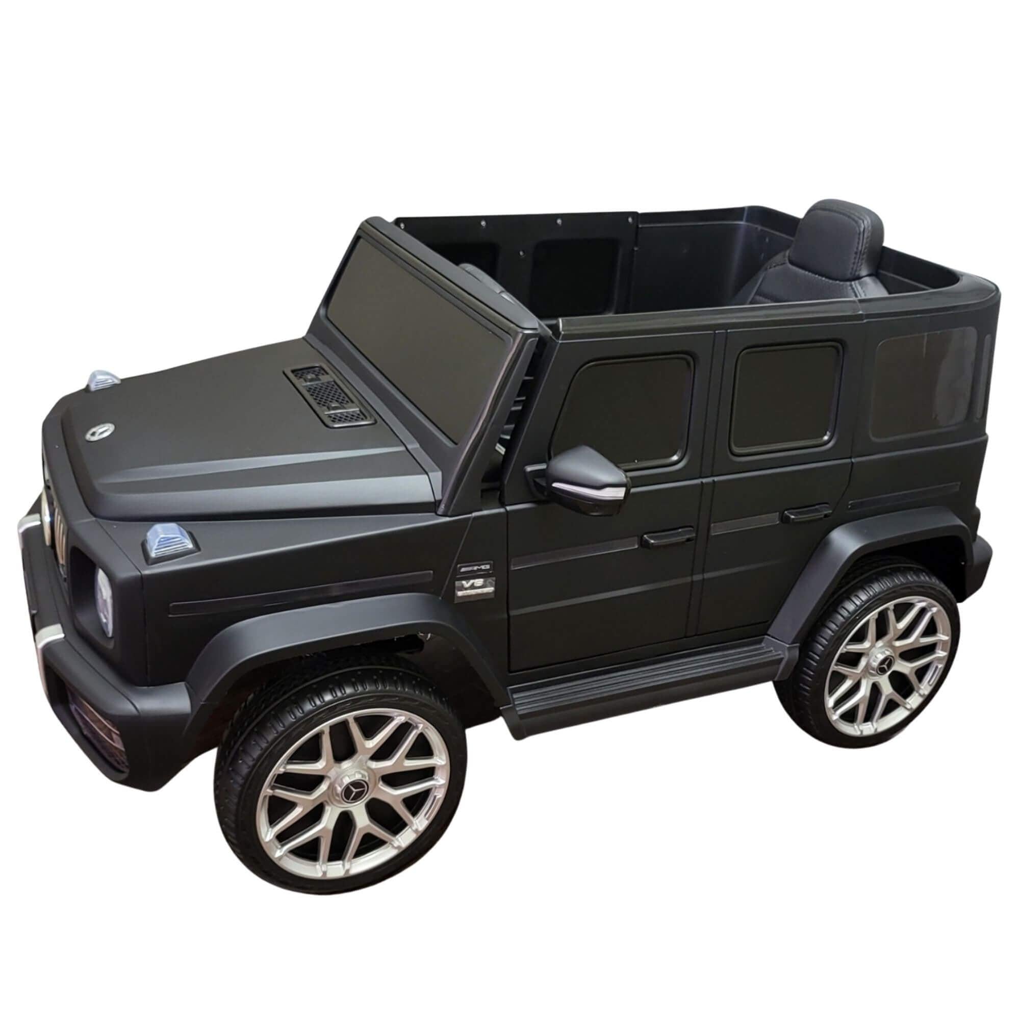 12V Luxury Matte Black Edition Mercedes Benz AMG G63 Ride-On SUV W/ Rubber Wheels, Leather Seat, Bluetooth & RC.