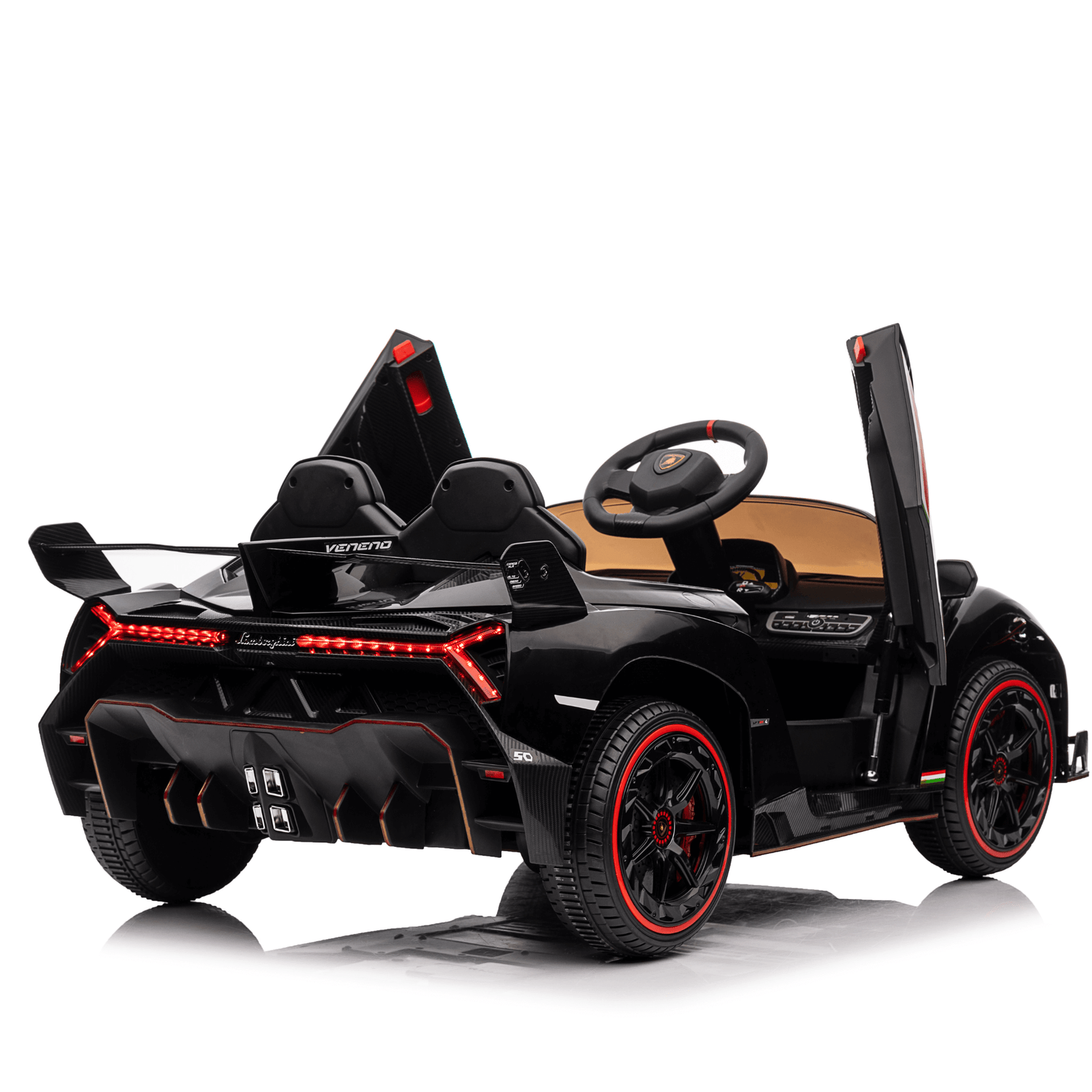 12V Black Lamborghini Veneno 4X4 Limited Edition Ride-on Car W/ EVA Rubber Wheels, Bluetooth & RC.