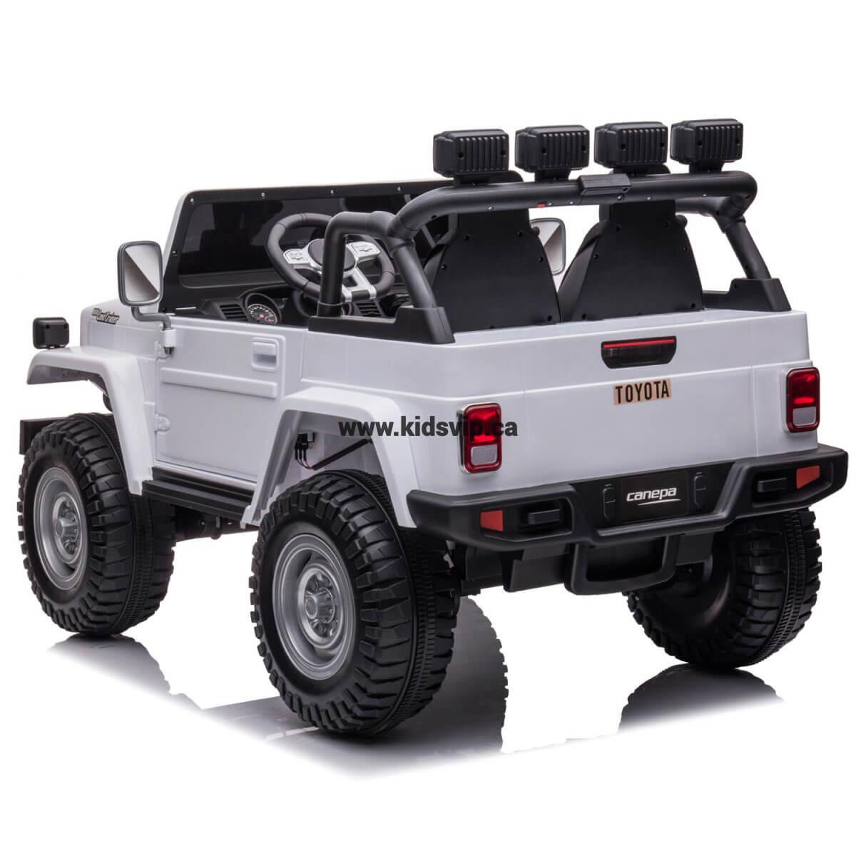 24V White 2-Seater Premium Edition Toyota 4x4 Truck for Kids W/ EVA Rubber Wheels, Music & RC.