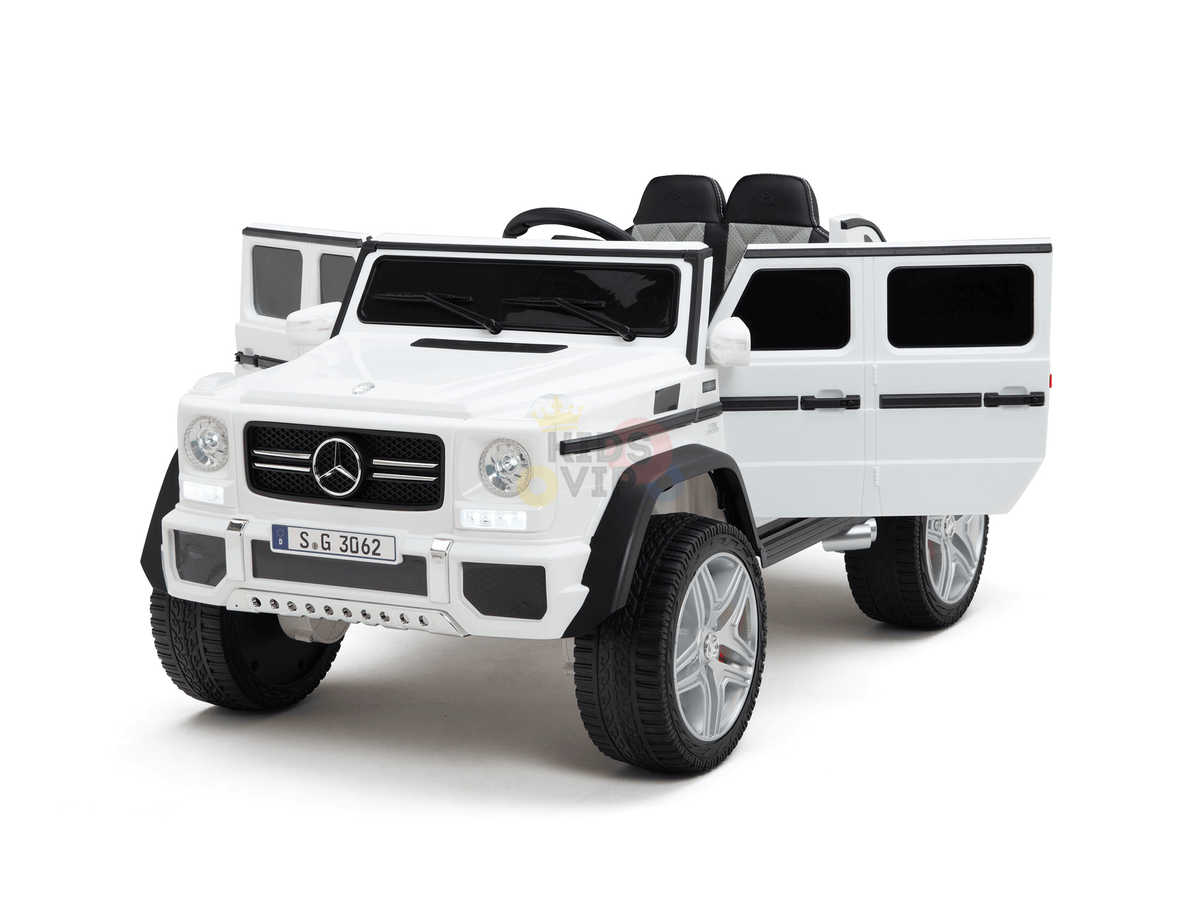 12V White Luxury Mercedes Maybach G650s Kids' 4x4 Ride-on SUV W/ Rubber Wheels, Music & RC.