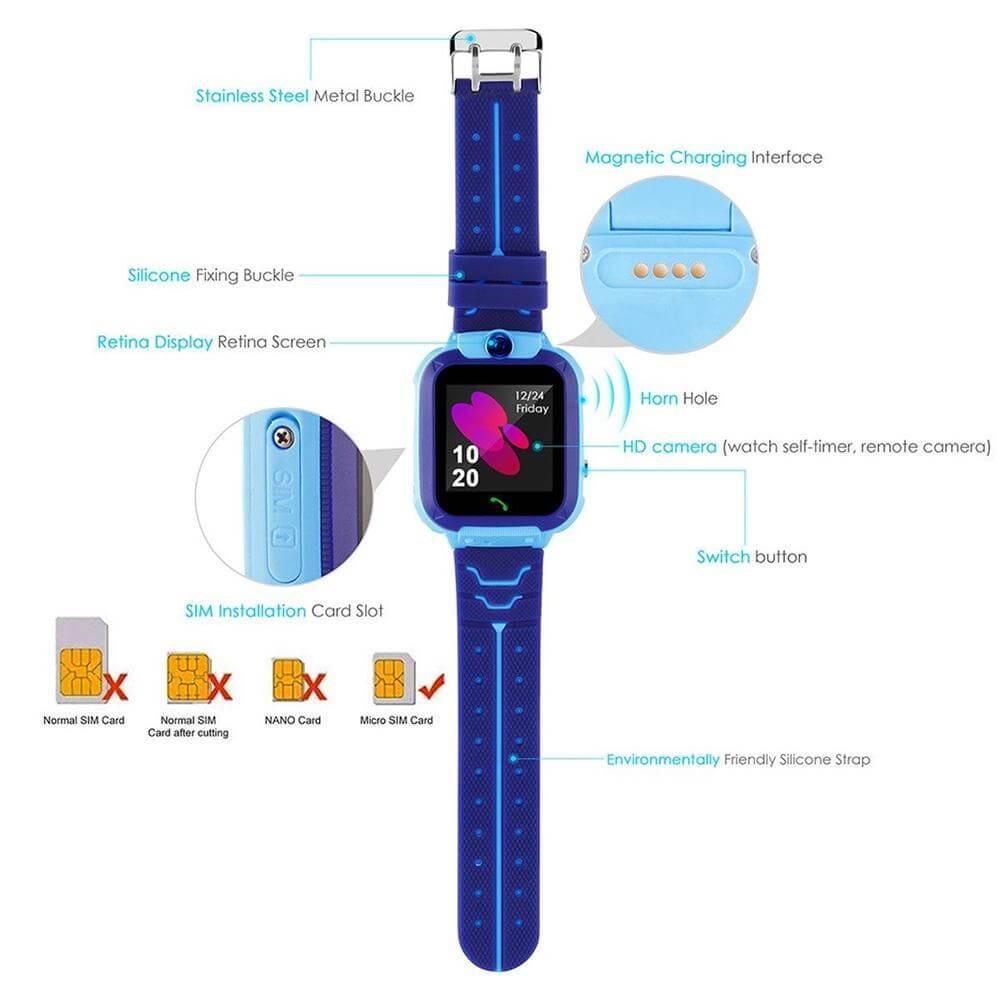 Add-On : Kids Smartwatch Set-Tracker w/GPS, Pedometer, SOS Alarm, Games, Camera, Voice Calling, Safe Zone.