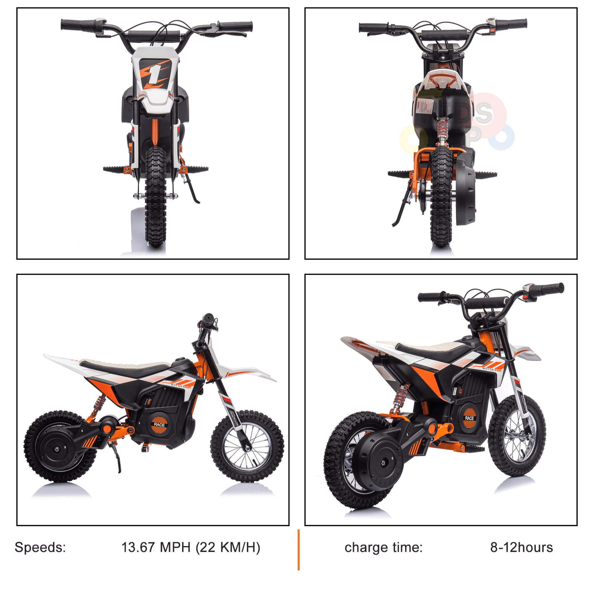 24V 250W Super Moto Off-Road Edition Ride-On Dirt Bike for Big Kids W/ Air-Filled Rubber Tires.