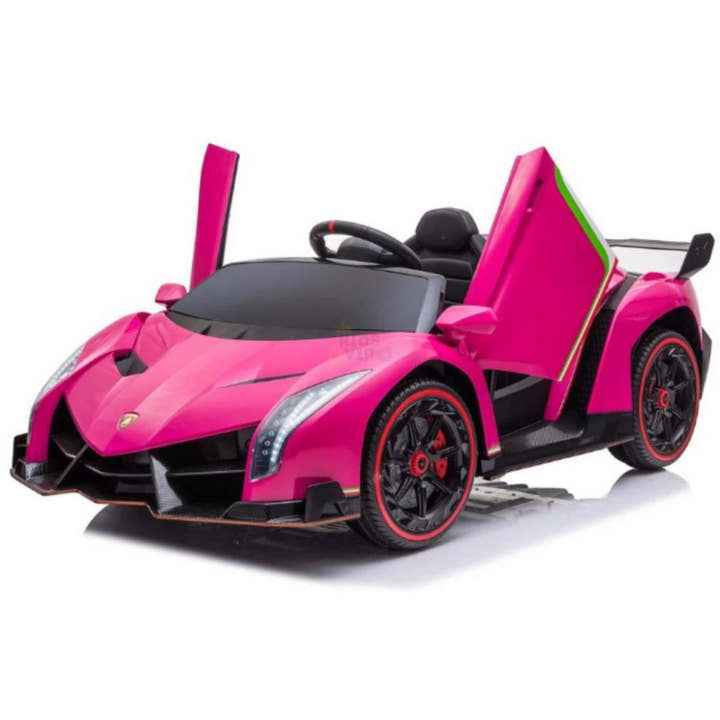 12V Pink Lamborghini Veneno 4X4 Limited Edition Ride-on Car W/ EVA Rubber Wheels, Bluetooth & RC.