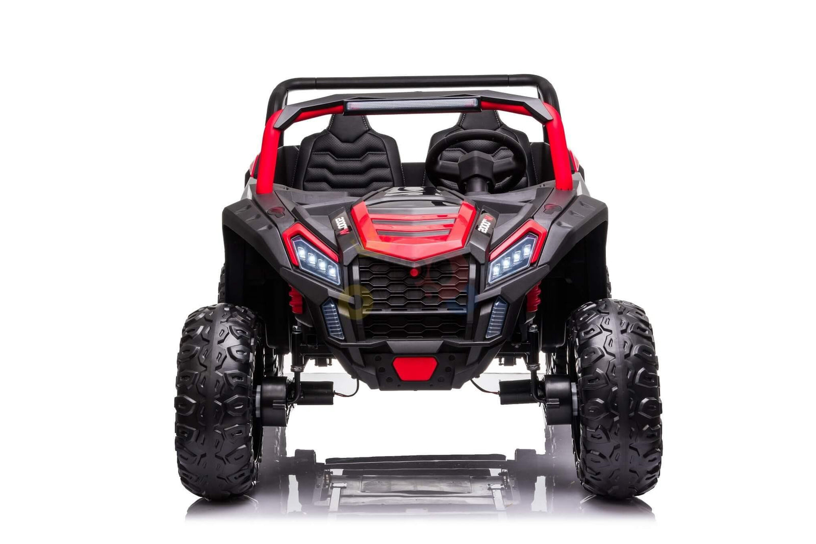 Red 2-Seater XXL Edition Blade BT 24V/4WD Kids' Exclusive Buggy/UTV With Rubber Wheels, Leather Seats, Music & RC.