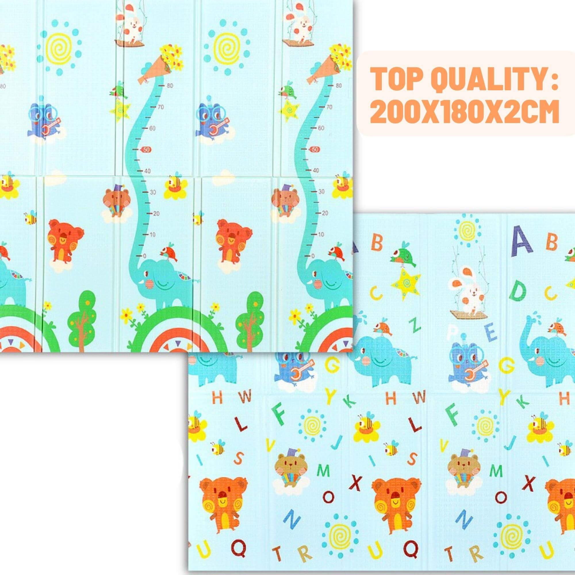 XL Luxury Indoor/ Outdoor Double Sided Foldable Waterproof Foam Play Mat - 200x180x2cm.
