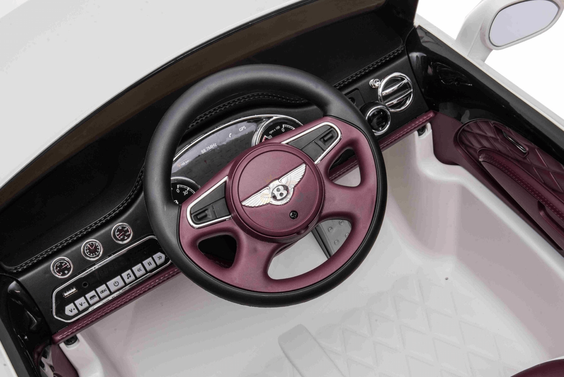 12V White Luxury Bentley Mulsanne Kids' Ride-on Car W/ EVA Rubber Wheels, Music & RC.