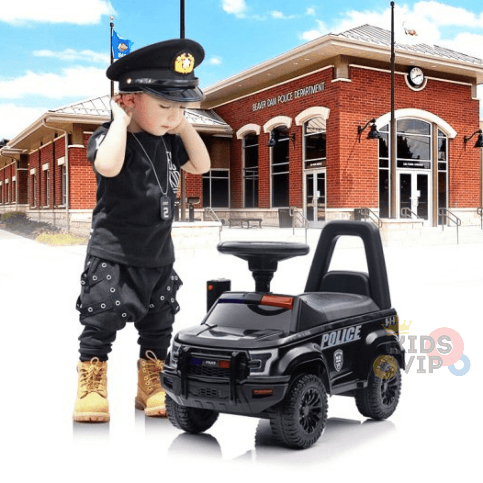 6V Ultimate 3-in-1 Toddler Police Truck W/ Bluetooth Music, Emergency Siren & Lights.