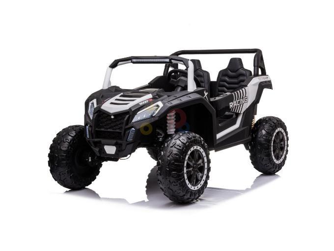 White 2-Seater XXL Edition Blade BT 24V/4WD Kids' Exclusive Buggy/UTV With Rubber Wheels, Leather Seats, Music & RC.