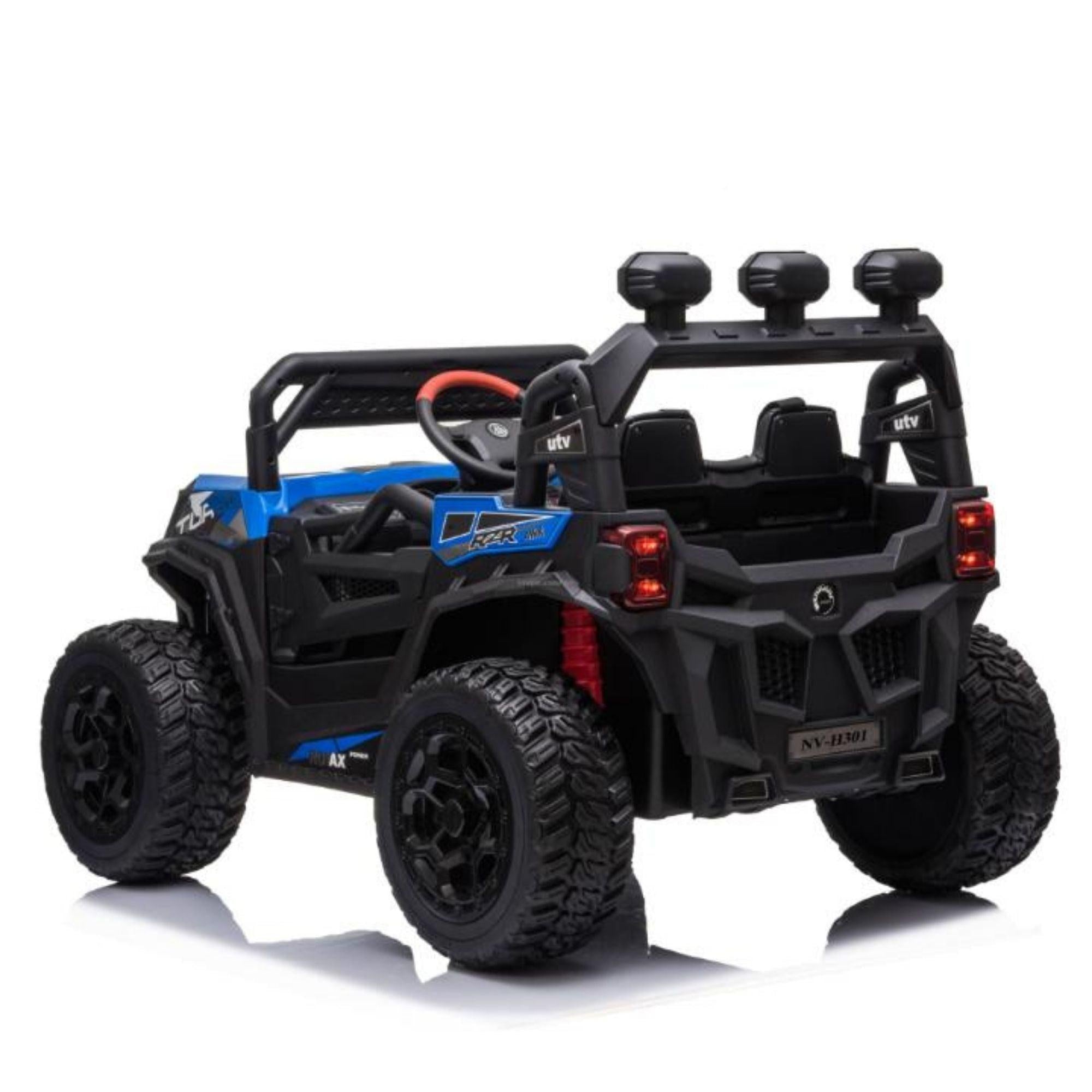 12V Blue Junior Sport Utility Kids’ 4x4 Ride-On UTV Buggy W/ Rubber Wheels, Music & RC.