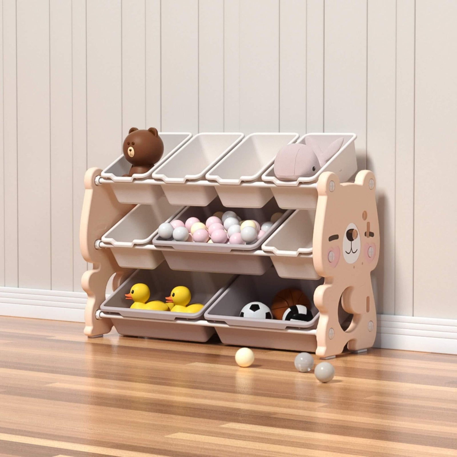 Kids and Toddlers Bear Edition Mini Toy Storage / Organizer with Bins.