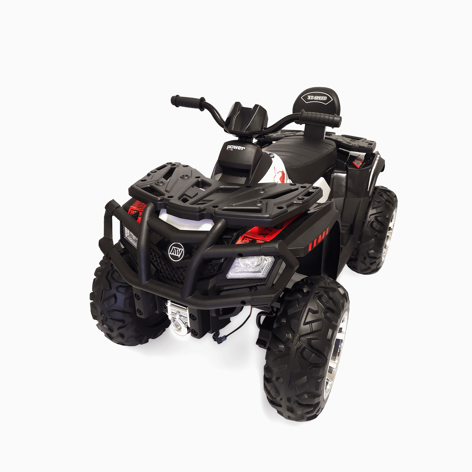 24V White Upgraded Titan Edition 4x4 Ride-On Quad ATV W/ EVA Rubber Wheels, Bluetooth Music & Lights.