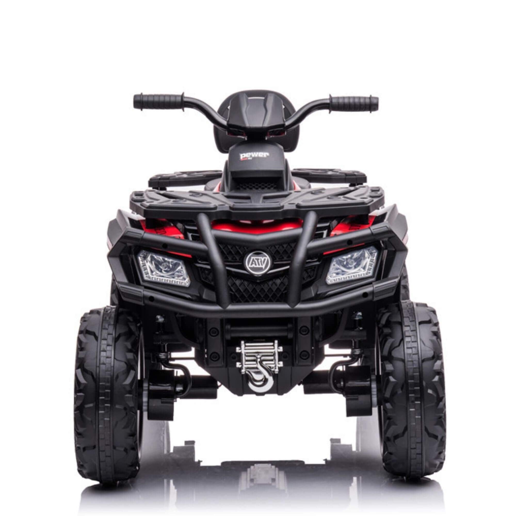 24V Red Upgraded Titan Edition 4x4 Ride-On Quad ATV W/ EVA Rubber Wheels, Bluetooth Music & Lights.