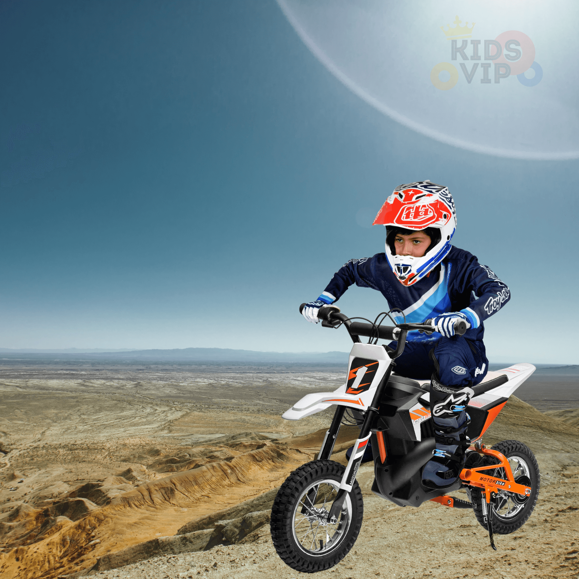24V 250W Super Moto Off-Road Edition Ride-On Dirt Bike for Big Kids W/ Air-Filled Rubber Tires.