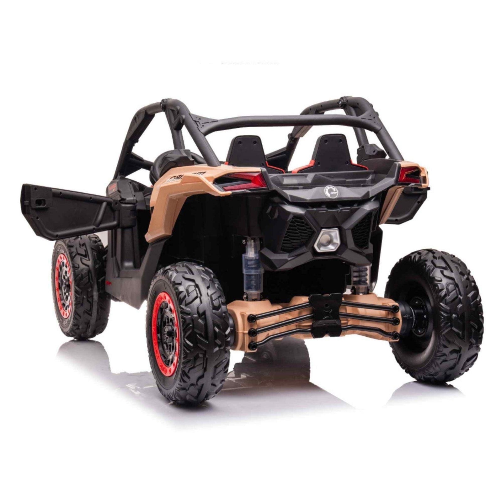 Black Licensed LX Performance Edition 2X24V Can-Am Maverick Pro 2-Seater Upgraded Edition 4WD UTV W/ Air-Filled Rubber Tires, Dual Battery Pack, Music, Leather Seats & RC