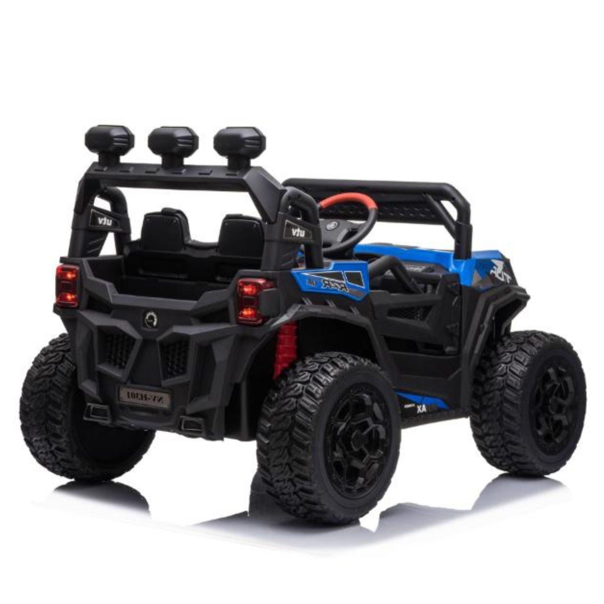 12V Blue Junior Sport Utility Kids’ 4x4 Ride-On UTV Buggy W/ Rubber Wheels, Music & RC.