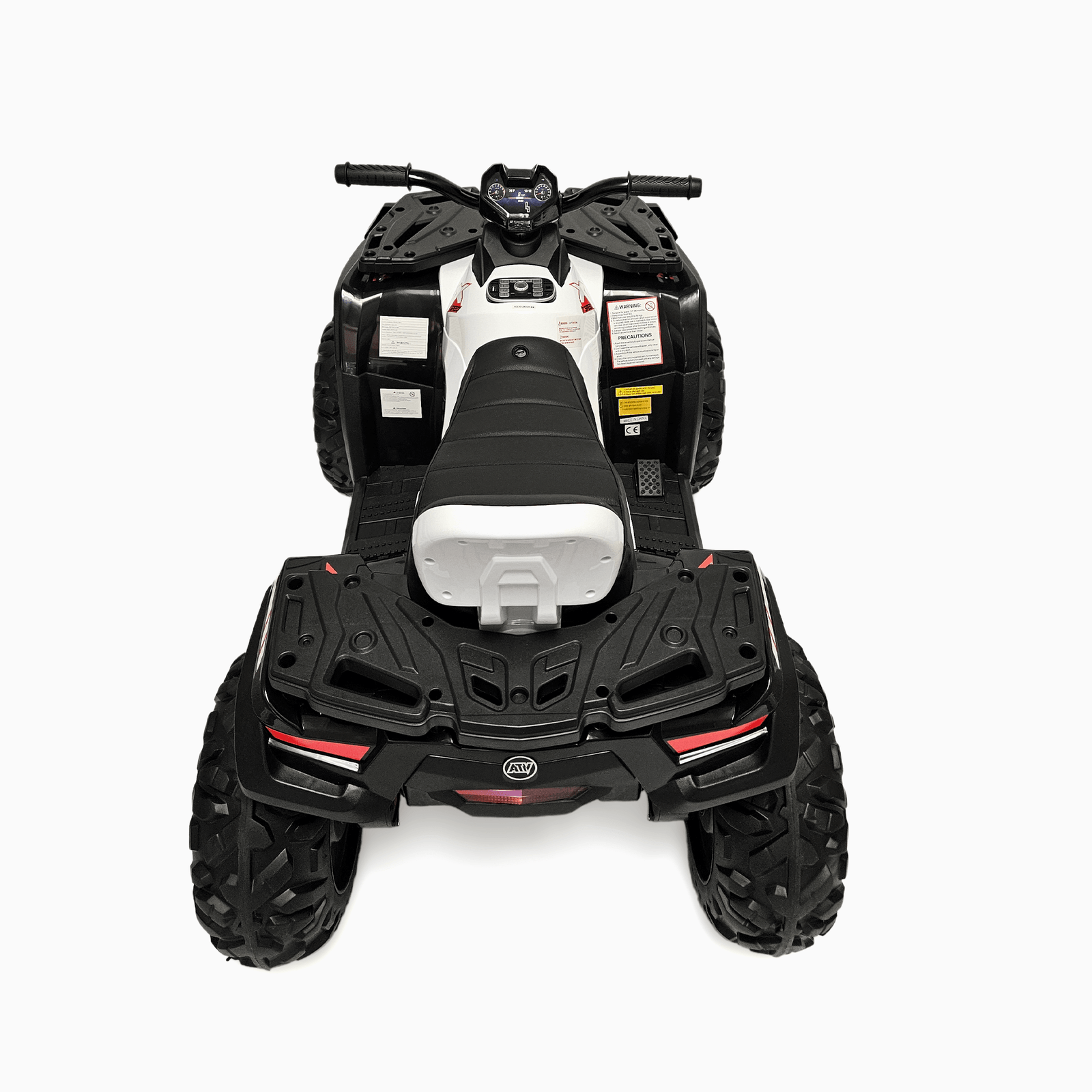 24V White Upgraded Titan Edition 4x4 Ride-On Quad ATV W/ EVA Rubber Wheels, Bluetooth Music & Lights.