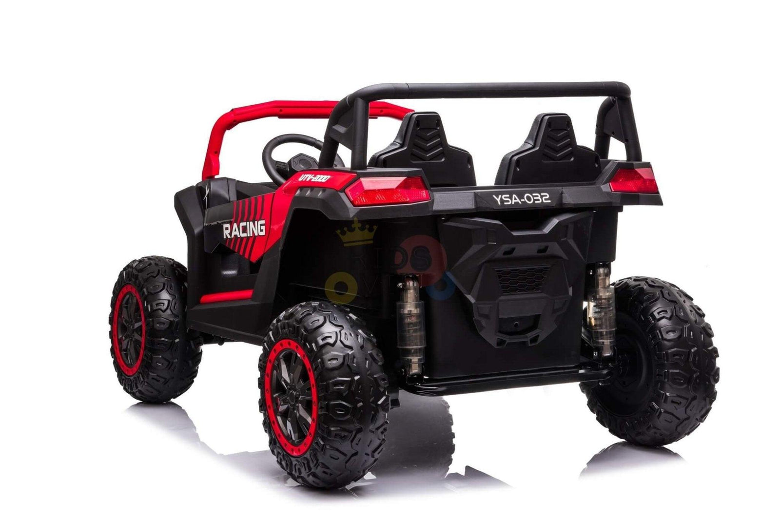 Red 2-Seater XXL Edition Blade BT 24V/4WD Kids' Exclusive Buggy/UTV With Rubber Wheels, Leather Seats, Music & RC.