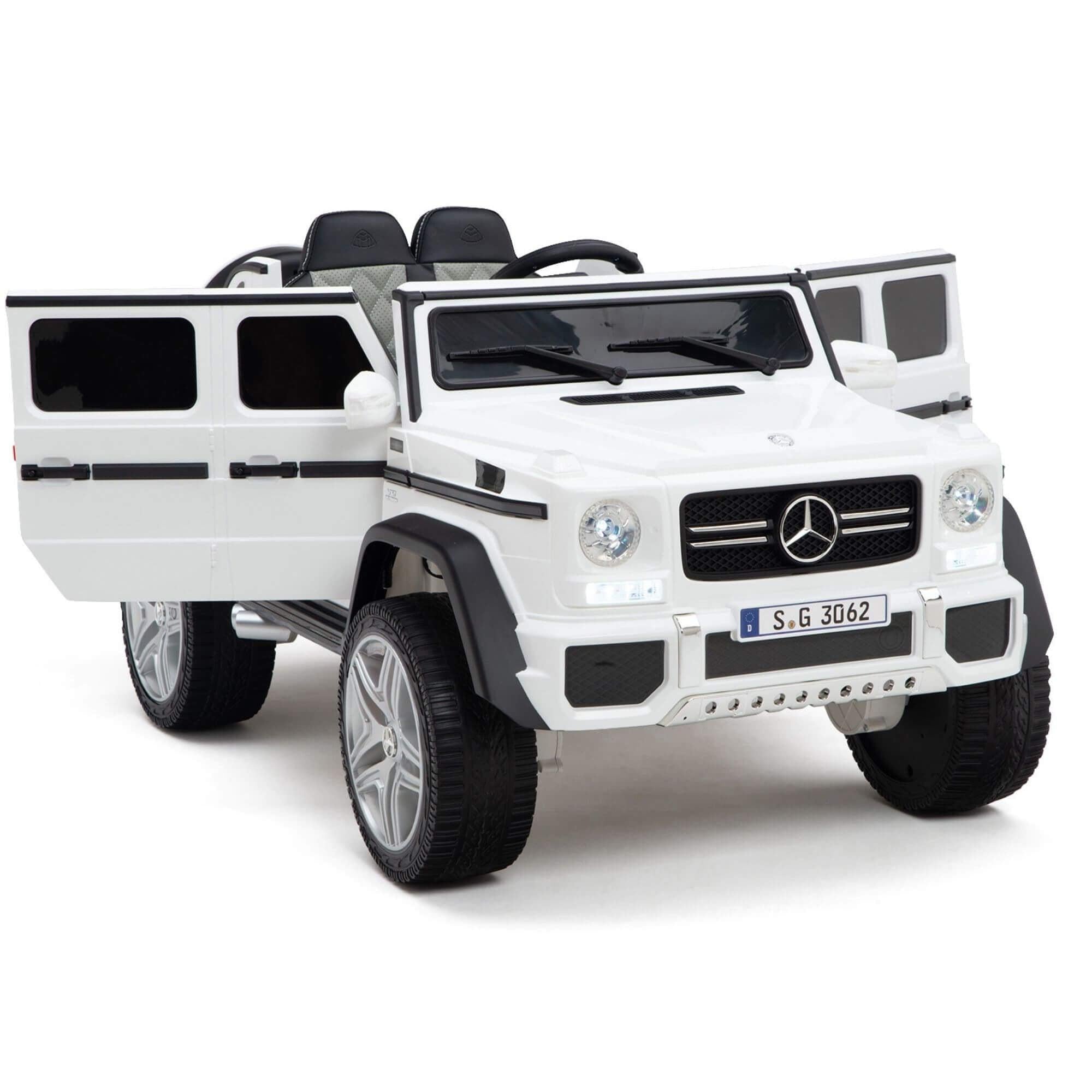 12V White Luxury Mercedes Maybach G650s Kids' 4x4 Ride-on SUV W/ Rubber Wheels, Music & RC.