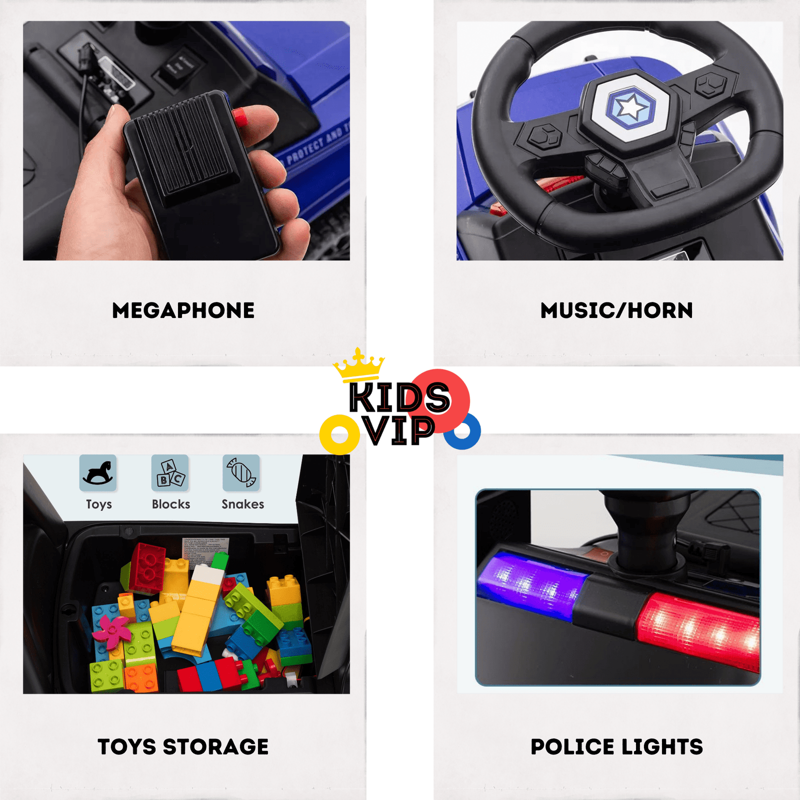 6V Ultimate 3-in-1 Toddler Police Truck W/ Bluetooth Music, Emergency Siren & Lights.